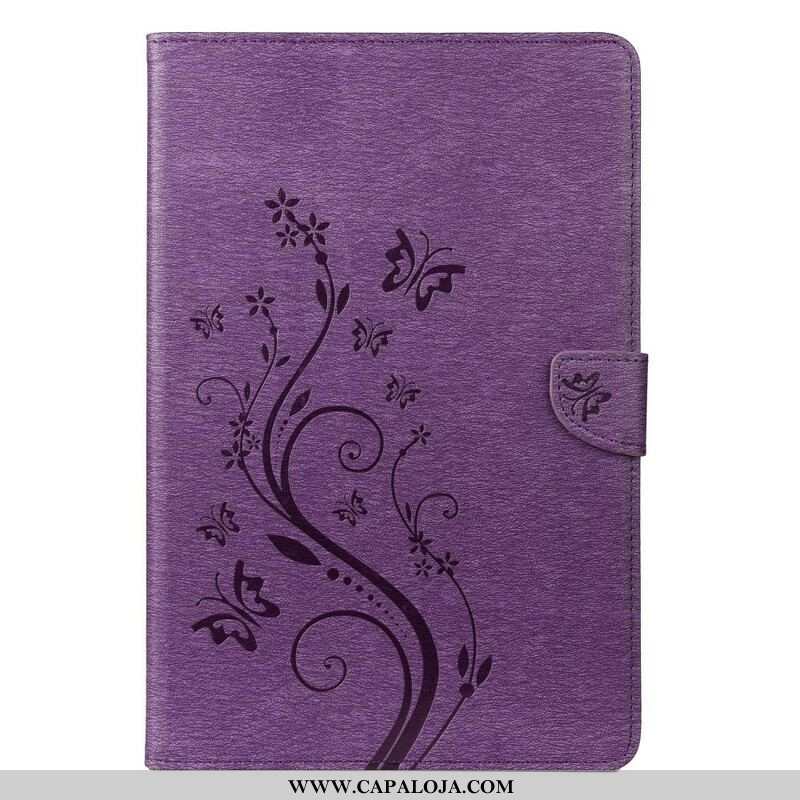 Capa De Couro Para Samsung Galaxy Tab S8 / Tab S7 Borboletas Florais