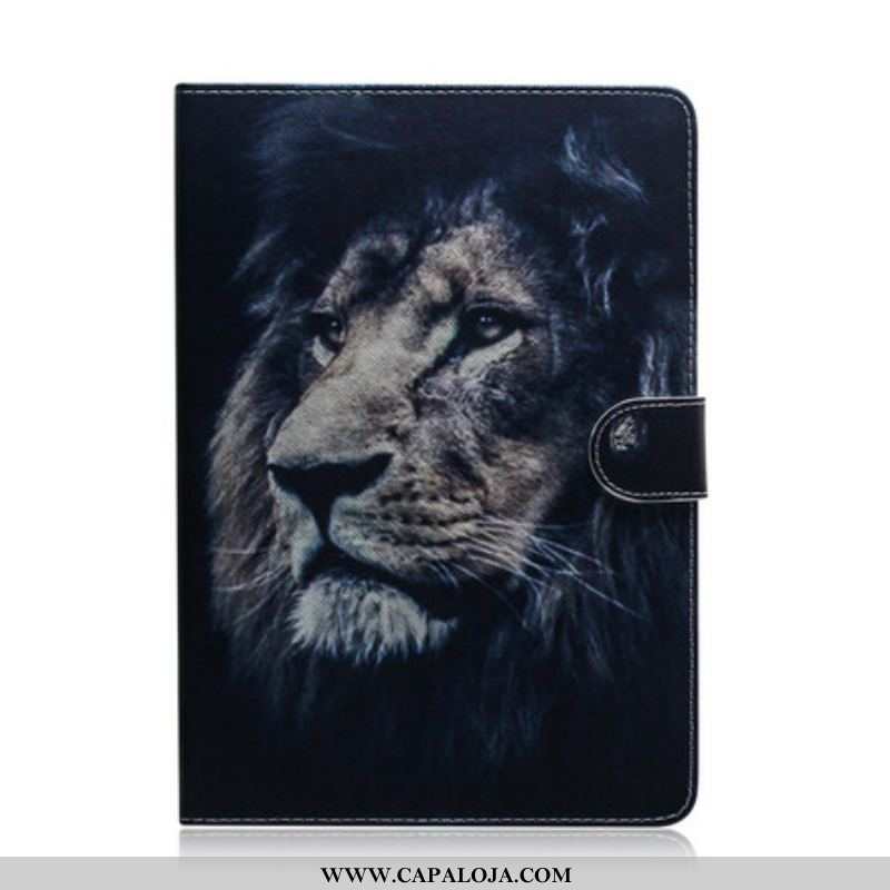 Capa De Couro Para Samsung Galaxy Tab S8 / Tab S7 Cabeça De Leão