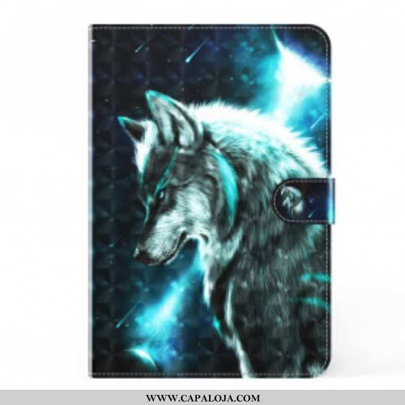 Capa De Couro Para Samsung Galaxy Tab S8 / Tab S7 Lobo De Couro Falso