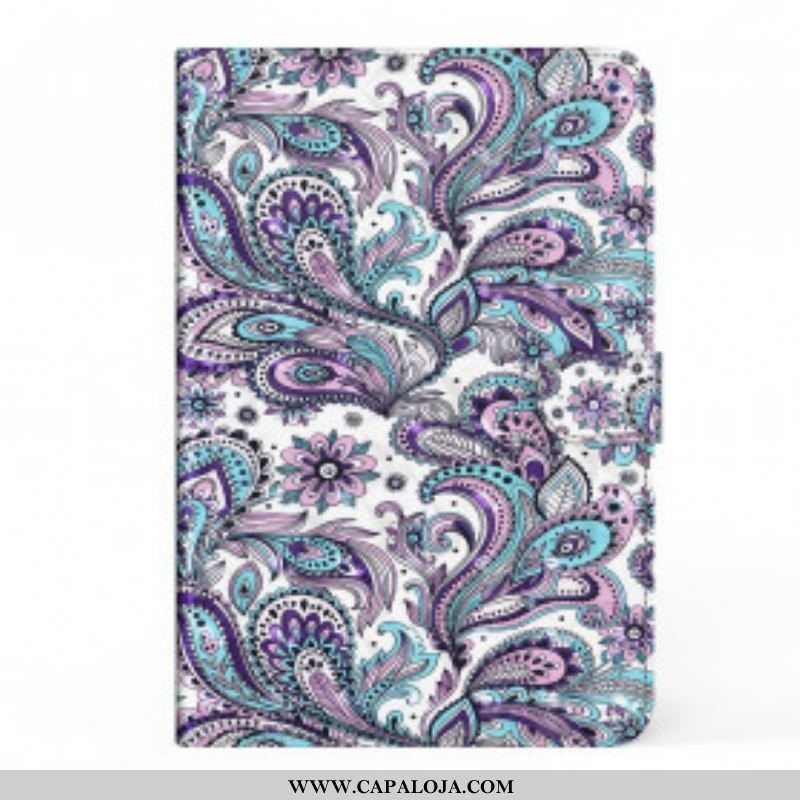 Capa De Couro Para Samsung Galaxy Tab S8 / Tab S7 Padrão Paisley De Couro Sintético