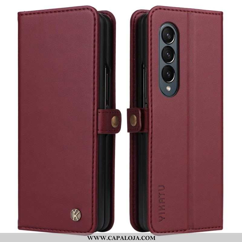 Capa De Couro Para Samsung Galaxy Z Fold 4 Yikatu Yk-001