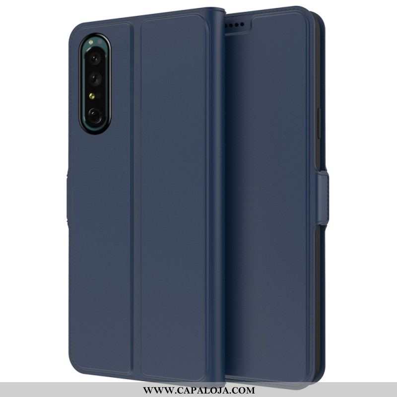 Capa De Couro Para Sony Xperia 1 IV Efeito Couro Fino