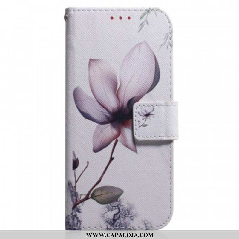 Capa De Couro Para Sony Xperia 1 IV Flor Rosa Vintage