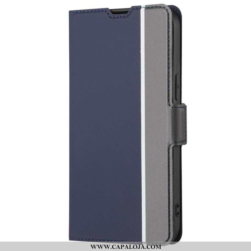 Capa De Couro Para Xiaomi 12 / 12X Fecho Duplo Bicolor