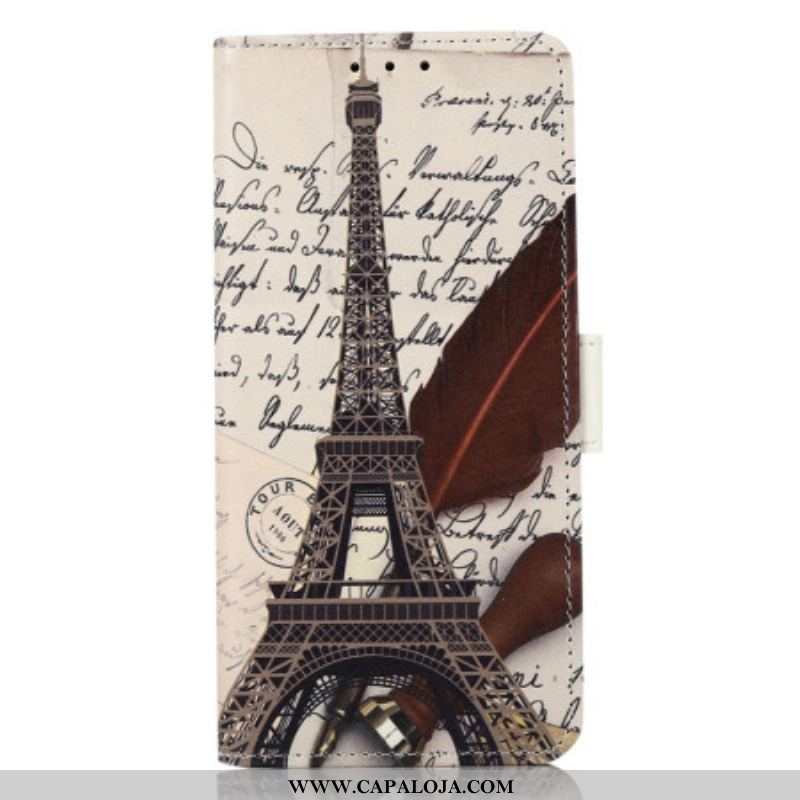 Capa De Couro Para Xiaomi 13 Lite Torre Eiffel Do Poeta