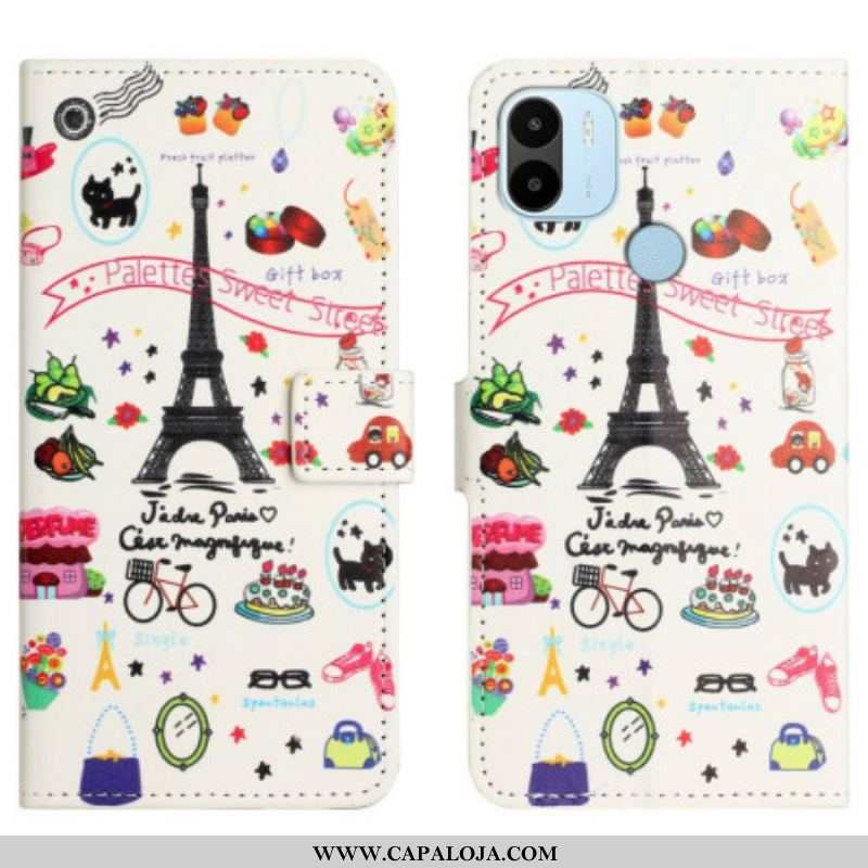 Capa De Couro Para Xiaomi Redmi A1 Paris Comemora