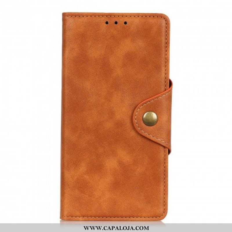 Capa De Couro Para Xiaomi Redmi Note 10 / 10S Botão De Couro Falso