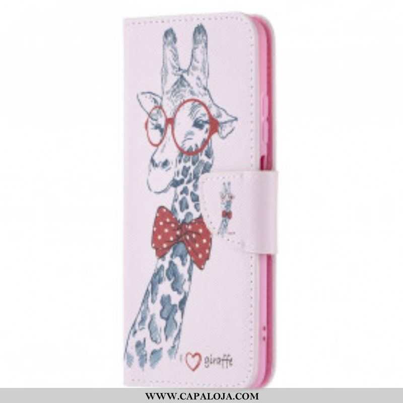 Capa De Couro Para Xiaomi Redmi Note 10 / 10S Girafa Inteligente