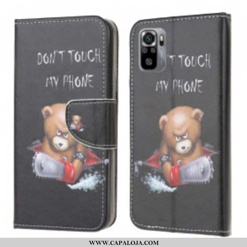 Capa De Couro Para Xiaomi Redmi Note 10 / 10S Urso Perigoso