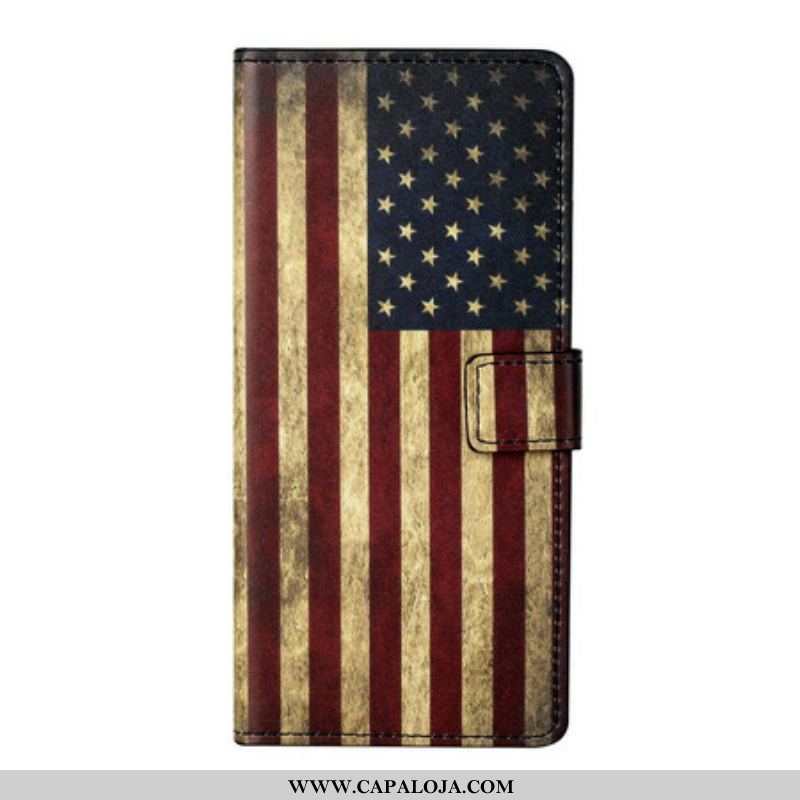 Capa De Couro Para Xiaomi Redmi Note 10 5G Bandeira Americana