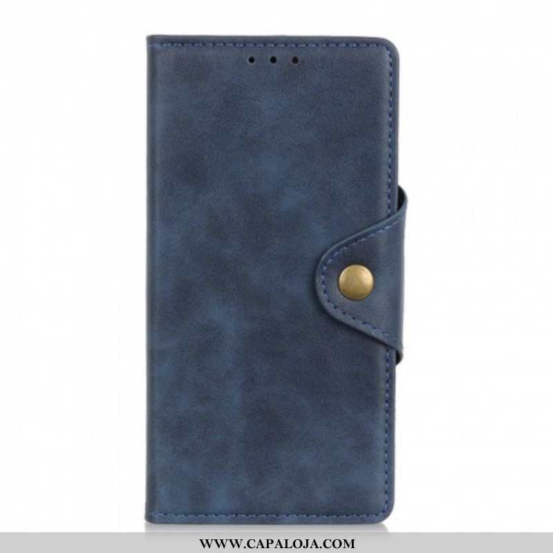 Capa De Couro Para Xiaomi Redmi Note 10 Pro Botão De Couro Falso