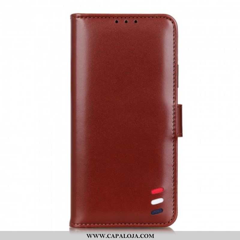 Capa De Couro Para Xiaomi Redmi Note 10 Pro Efeito Couro Tricolor