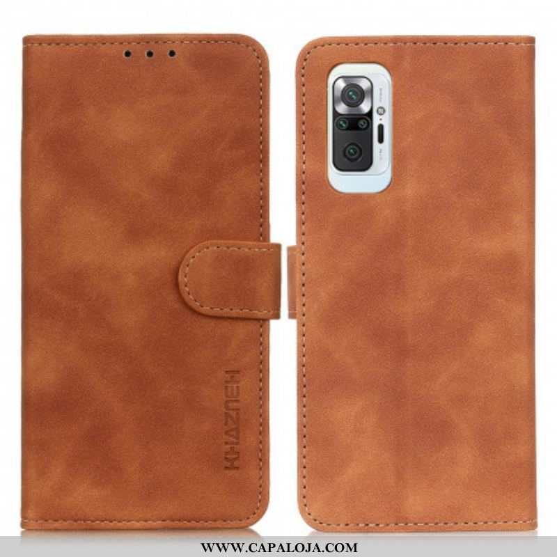 Capa De Couro Para Xiaomi Redmi Note 10 Pro Efeito Couro Vintage Khazneh