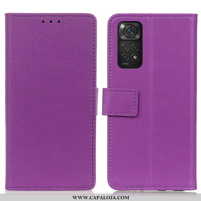 Capa De Couro Para Xiaomi Redmi Note 11 / 11S Couro Sintético De Lichia Premium