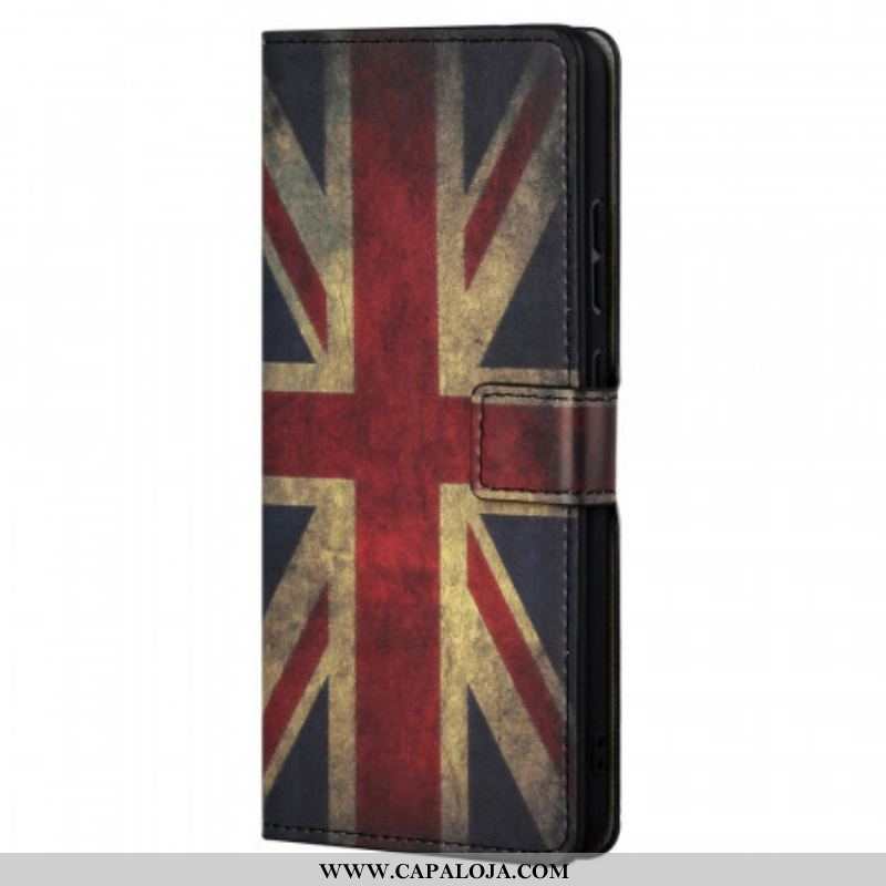 Capa De Couro Para Xiaomi Redmi Note 11 / 11S De Cordão Bandeira Da Inglaterra Com Cordão