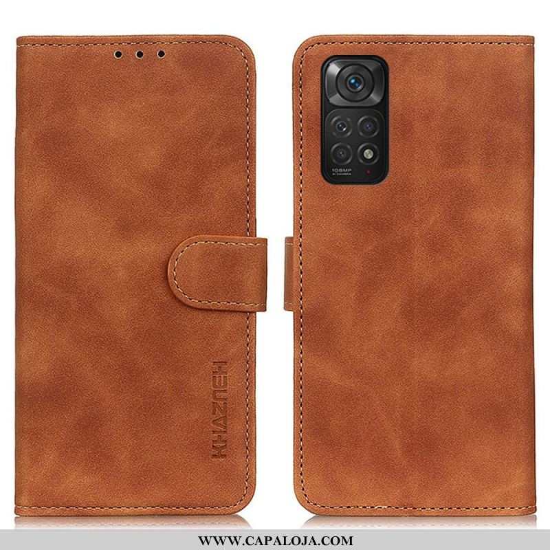 Capa De Couro Para Xiaomi Redmi Note 11 / 11S Efeito Couro Vintage Khazneh