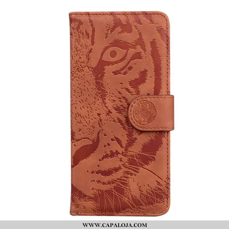 Capa De Couro Para Xiaomi Redmi Note 11 / 11S Estampa Cara De Tigre