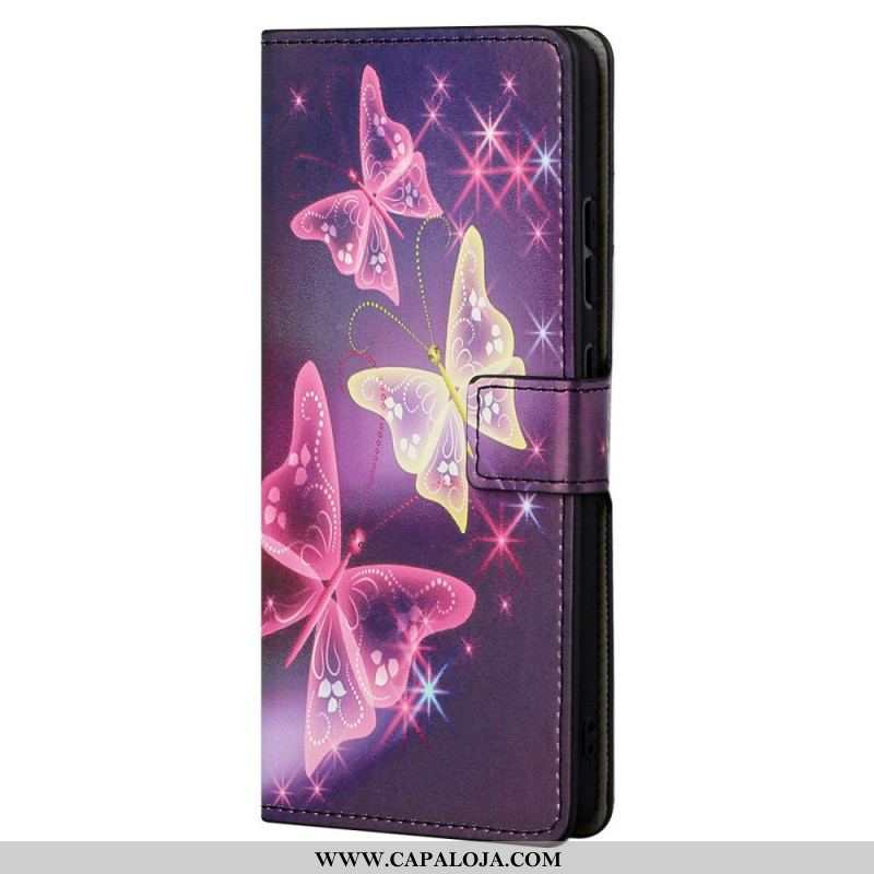 Capa De Couro Para Xiaomi Redmi Note 11 Pro / 11 Pro 5G Borboletas E Flores