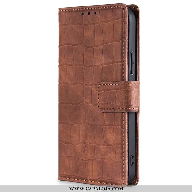 Capa De Couro Para Xiaomi Redmi Note 11 Pro / 11 Pro 5G Crocodilo Com Toque De Pele