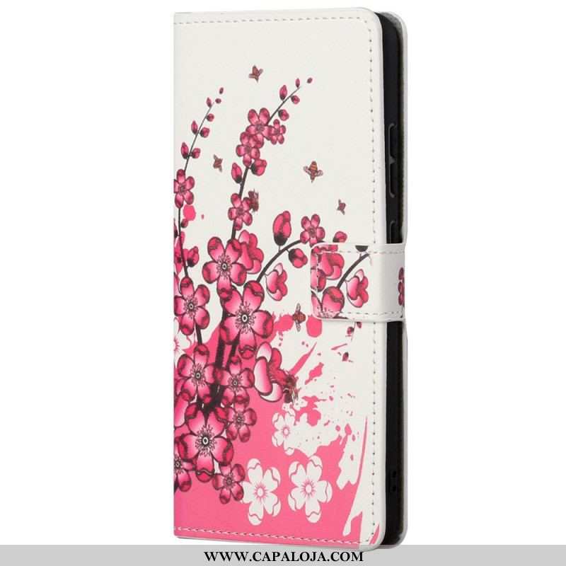 Capa De Couro Para Xiaomi Redmi Note 11 Pro / 11 Pro 5G Flores Tropicais