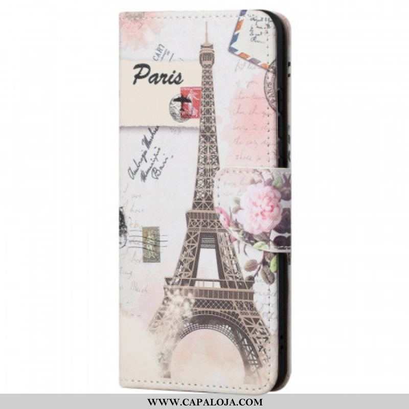 Capa De Couro Para Xiaomi Redmi Note 11 Pro / 11 Pro 5G Torre Eiffel Retrô