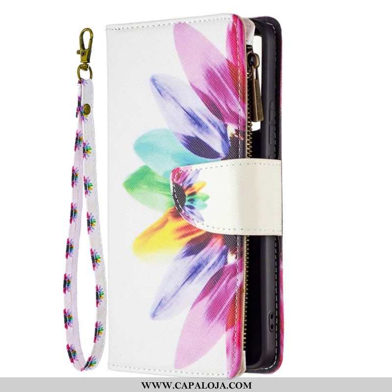 Capa De Couro Para Xiaomi Redmi Note 11 Pro Plus 5G Bolso Com Zíper Flor