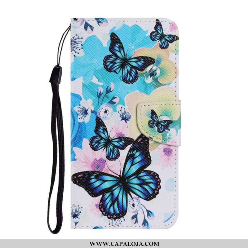 Capa De Couro Para Xiaomi Redmi Note 11 Pro Plus 5G Borboletas E Flores De Verão