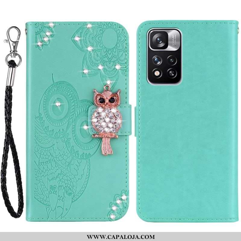 Capa De Couro Para Xiaomi Redmi Note 11 Pro Plus 5G Coruja Mandala E Charme