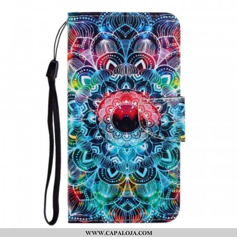 Capa De Couro Para Xiaomi Redmi Note 11 Pro Plus 5G De Cordão Mandala De Tiras Chamativas