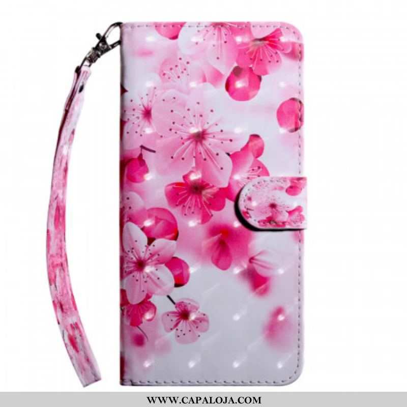 Capa De Couro Para Xiaomi Redmi Note 11 Pro Plus 5G Flores Cor De Rosa