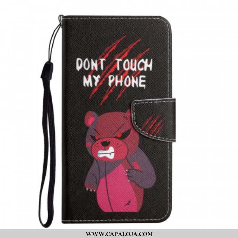 Capa De Couro Para Xiaomi Redmi Note 11 Pro Plus 5G Urso Não Toque No Meu Telefone