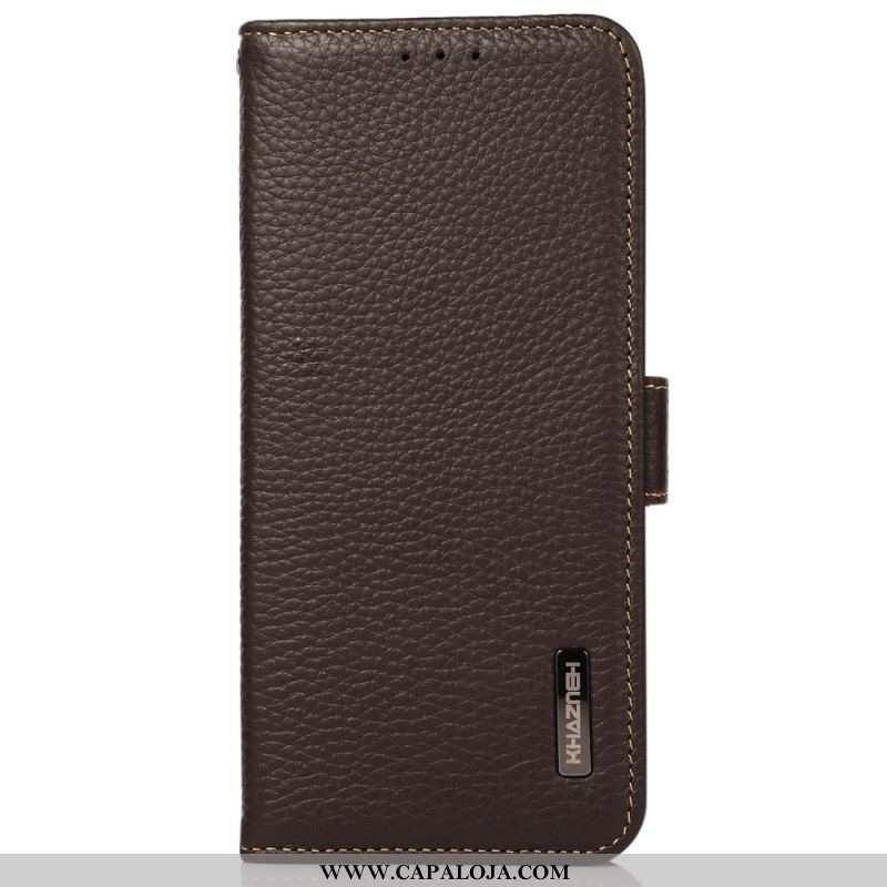 Capa De Couro Para Xiaomi Redmi Note 12 4G Couro De Lichia Khazneh Rfid