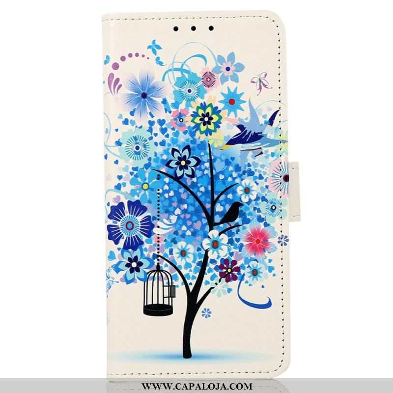 Capa De Couro Para Xiaomi Redmi Note 12 4G Árvore Com Folhagem Colorida