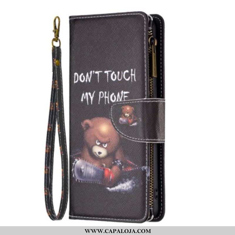 Capa De Couro Para Xiaomi Redmi Note 12 5G Bolsa Urso Perigoso