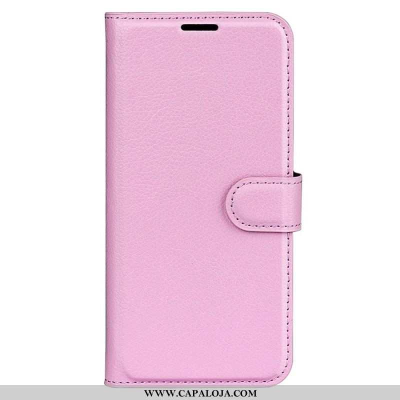 Capa De Couro Para Xiaomi Redmi Note 12 5G Clássico Efeito Couro Lichia