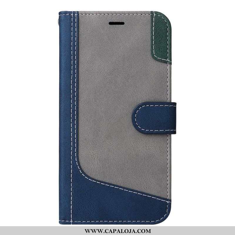 Capa De Couro Para Xiaomi Redmi Note 12 5G De Cordão Cinta Tricolor