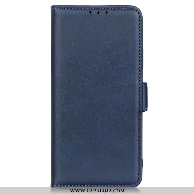 Capa De Couro Para Xiaomi Redmi Note 12 5G Fecho Duplo