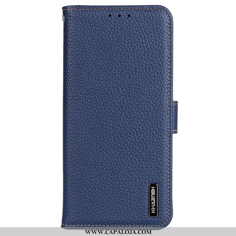 Capa De Couro Para Xiaomi Redmi Note 12 5G Khazneh Lichia Couro