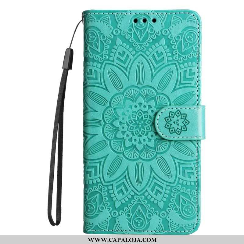 Capa De Couro Para Xiaomi Redmi Note 12 Pro Plus De Cordão Decoração Mandala Com Alça