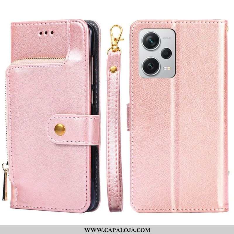 Capa De Couro Para Xiaomi Redmi Note 12 Pro Plus Porta-moedas Com Zíper