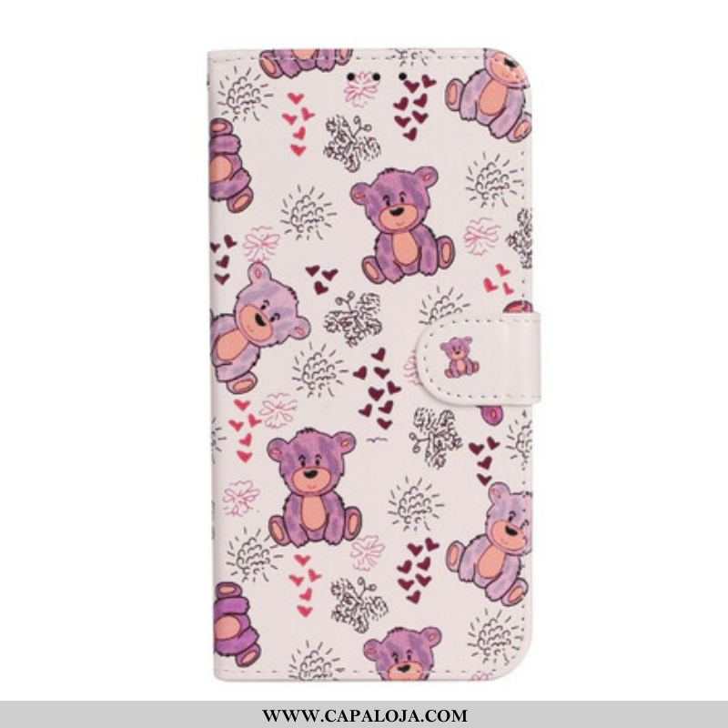 Capa De Couro Para iPhone 13 Mini Apenas Ursos