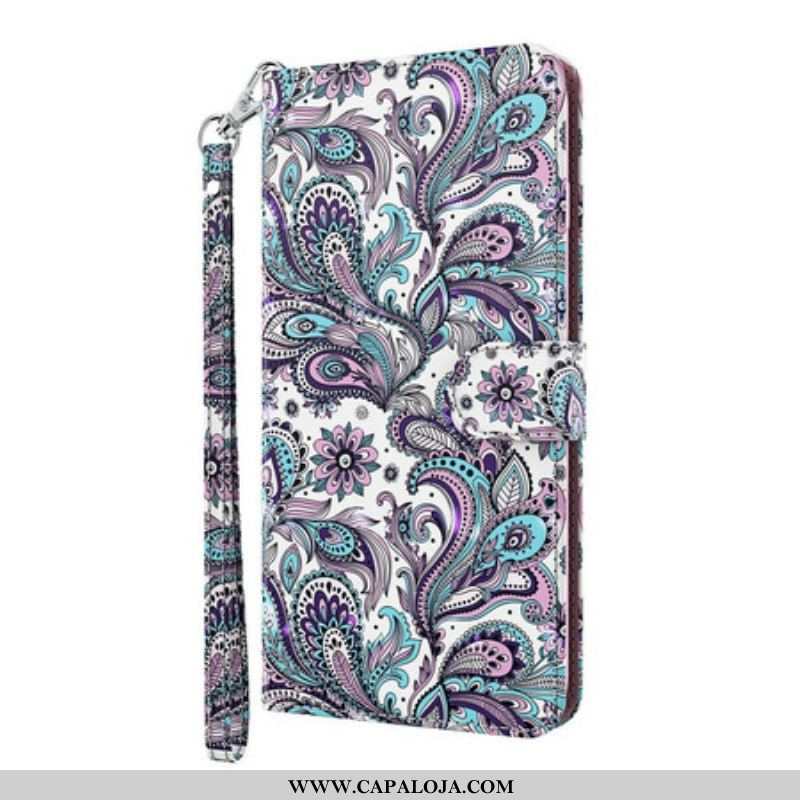 Capa De Couro Para iPhone 13 Mini Padrões De Flores