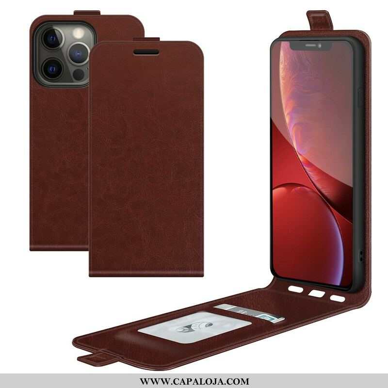 Capa De Couro Para iPhone 13 Pro Flip Efeito De Couro Com Aba Vertical