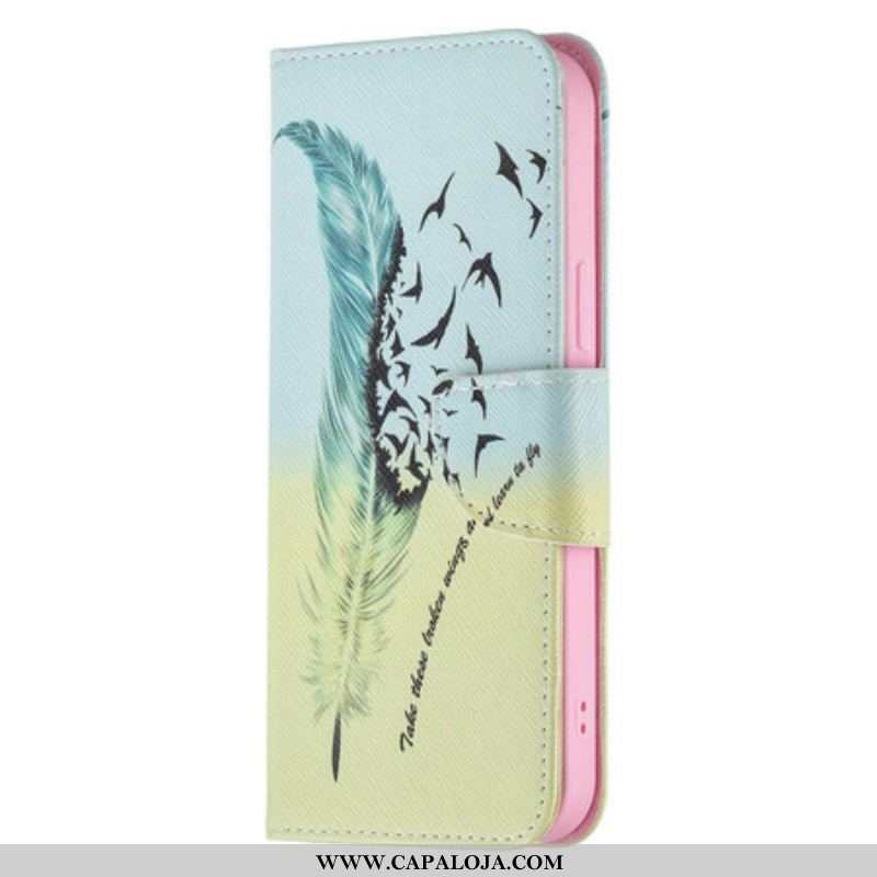 Capa De Couro Para iPhone 13 Pro Max Aprender A Voar