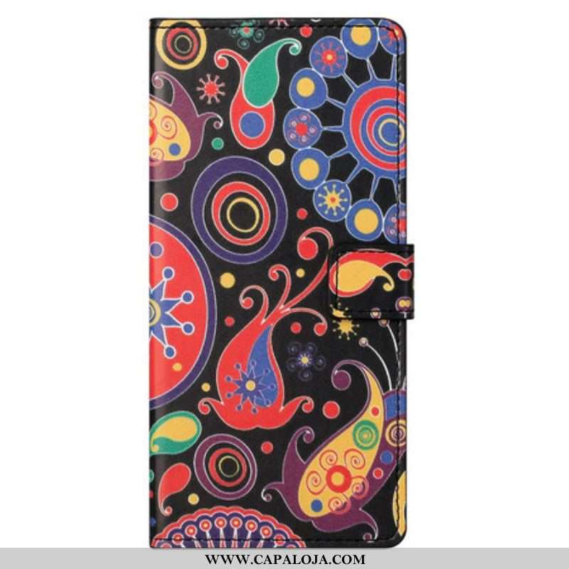 Capa De Couro Para iPhone 13 Pro Max Design Da Galáxia