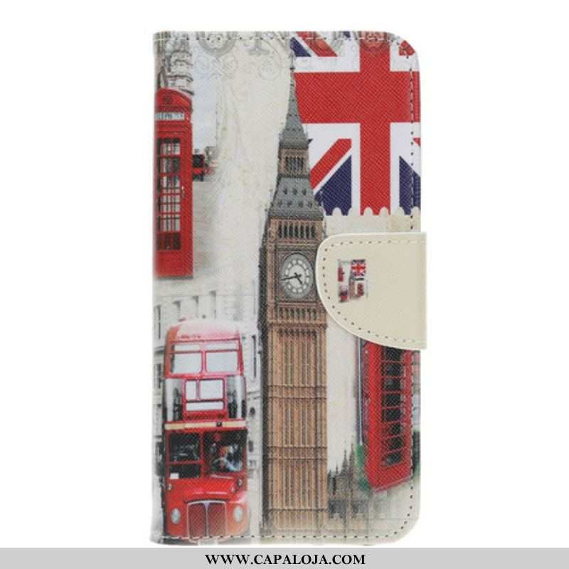 Capa De Couro Para iPhone 13 Pro Vida Em Londres