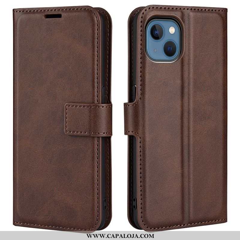 Capa De Couro Para iPhone 14 Plus Efeito De Couro Extremo Fino