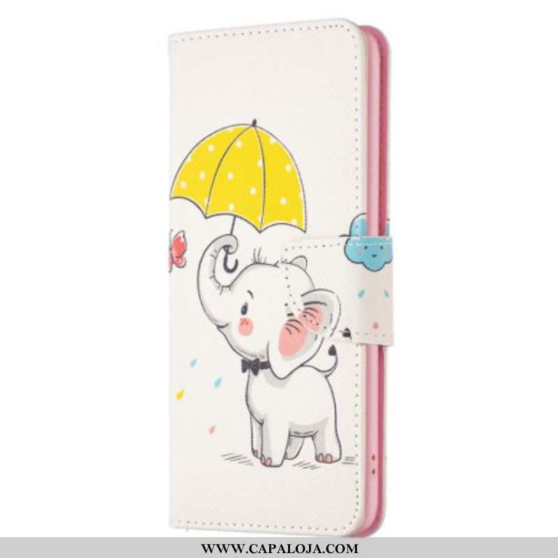 Capa De Couro Para iPhone 15 Plus Bebê Elefante