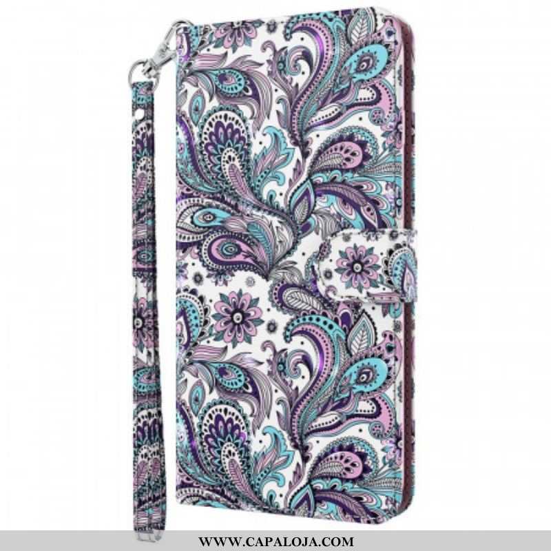 Capa Em Pele Para Moto E40 / E30 / E20 Paisley