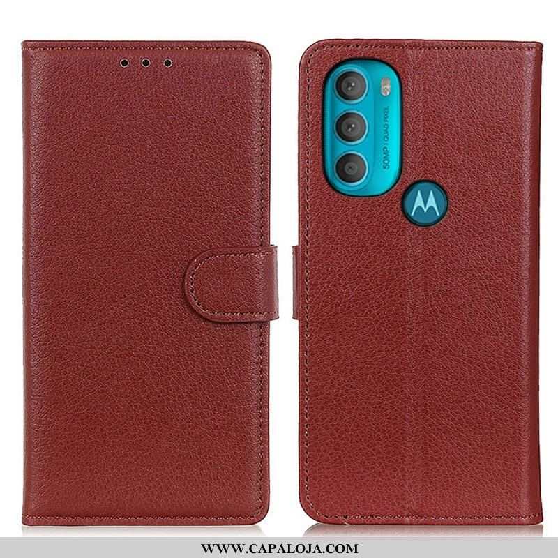 Capa Em Pele Para Moto G71 5G Tradicionalmente Lichia